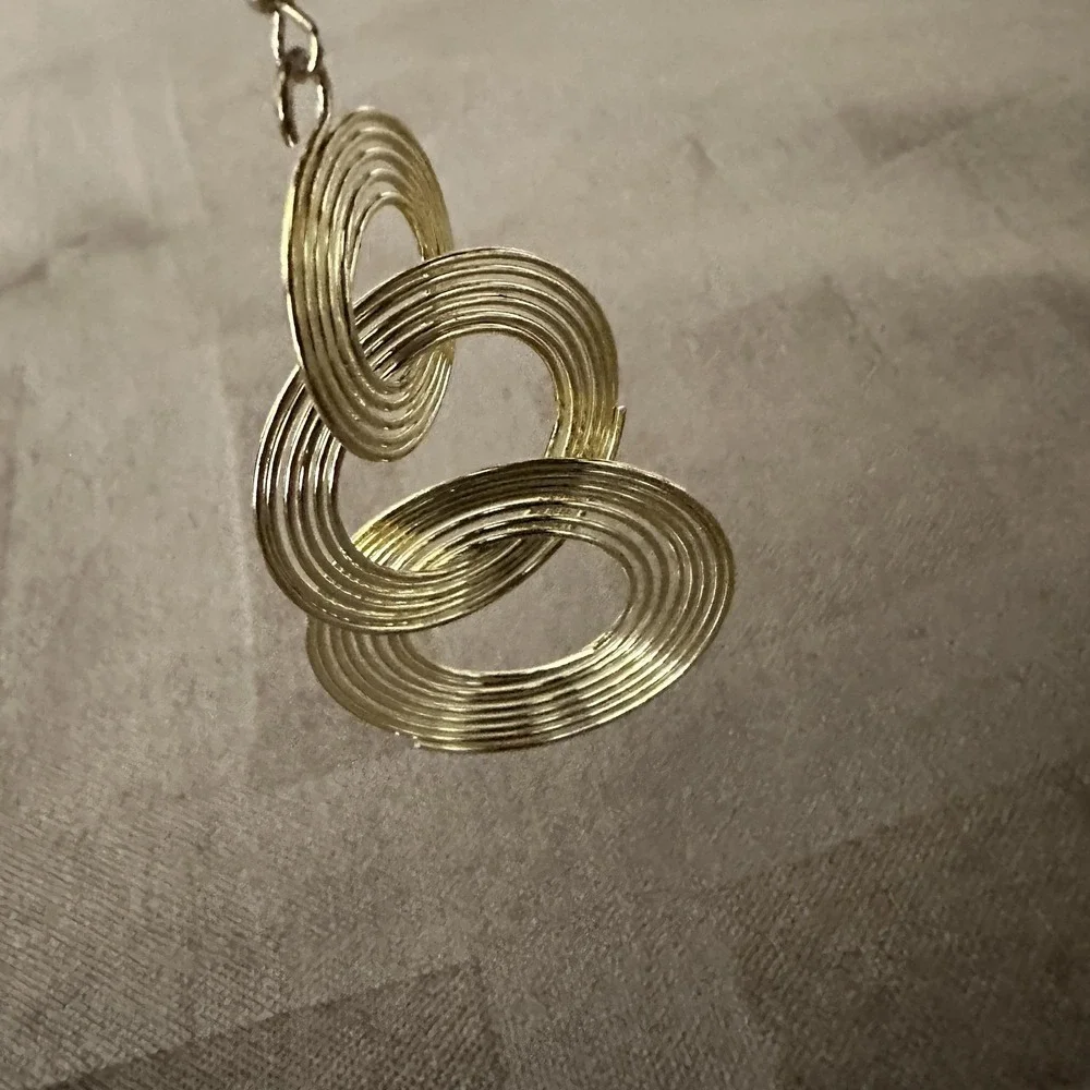 Gold Tone Triple Circle Dangle‎ Earrings Womens 3 Inch Geometric Statement Boho
